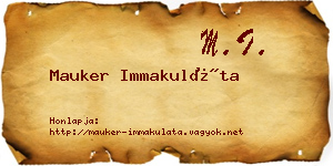Mauker Immakuláta névjegykártya